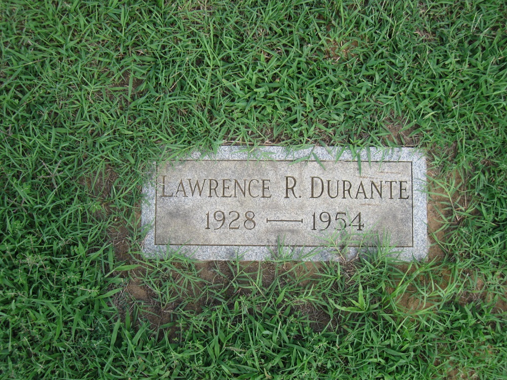Lawrence Durante marker in St. Joseph's Cemetery