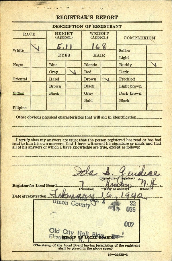 Lawrence J. Evans Military Record