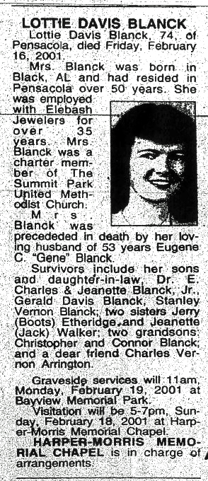 Lottie Davis Blanck Obituary