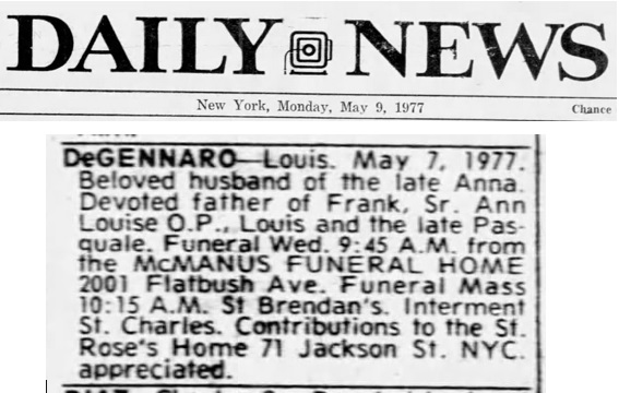 Louis DeGennaro Obituary