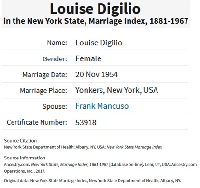 Louise DiGilio and Frank Mancuso Marriage