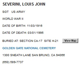 Louis Severini Cemetery Record