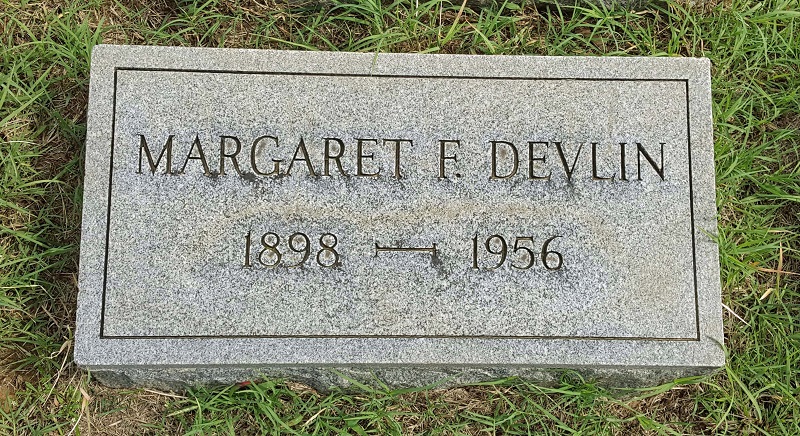 Margaret Devlin Marker in St. Joseph's Cemetery