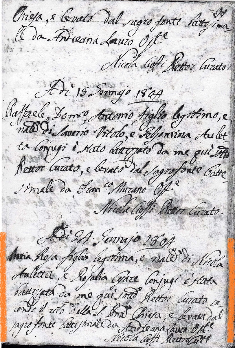 Maria Rosa Auletta Birth Record
