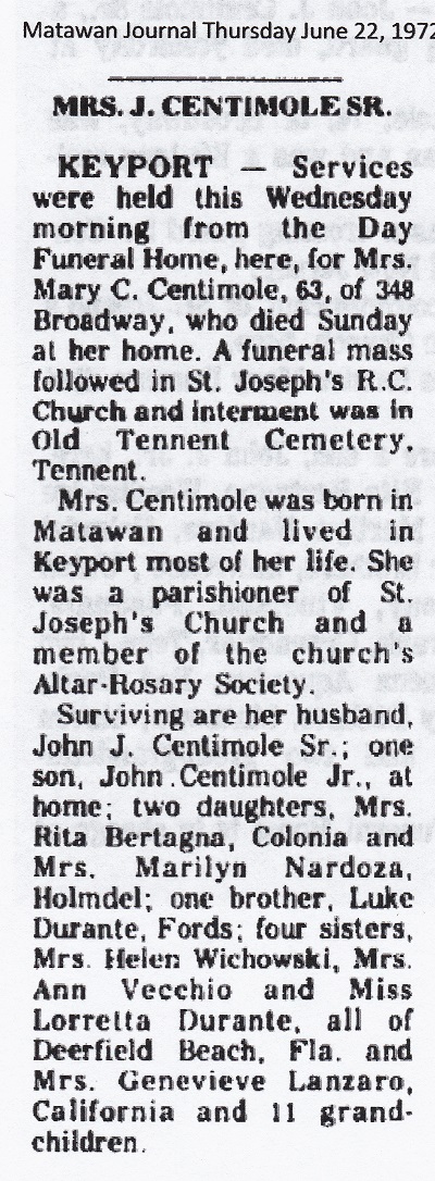 Mary Durante Centimole Obituary