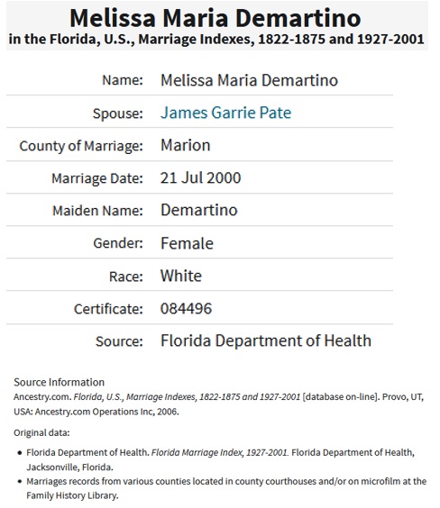 Ernest Michael DeMartino Marriage Record
