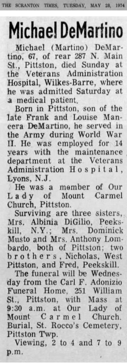 Michael DeMartino Obituary