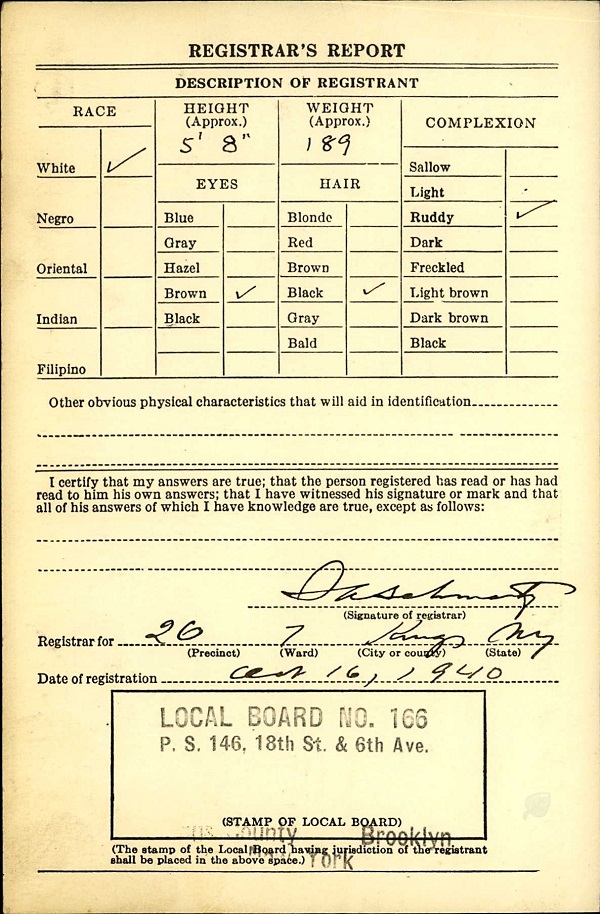 Michael LaMura World War II Draft Registration