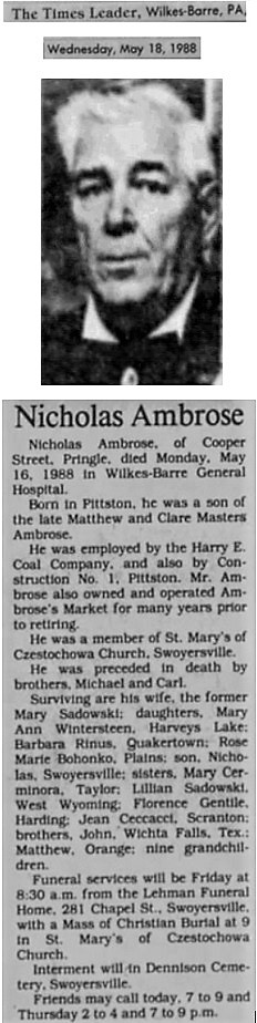 Nicholas Ambrose Obituary