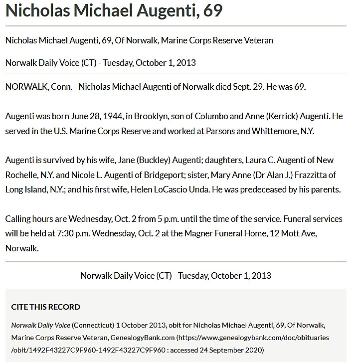 Nicholas Michael Augenti Obituary