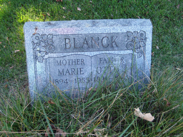 Otto and Marie Blanck Grave Marker