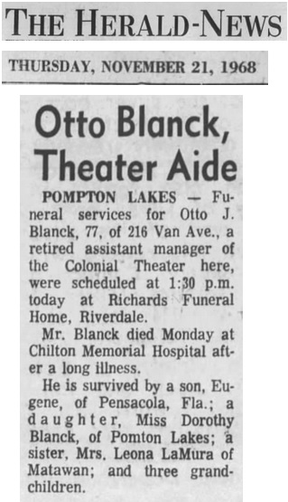 Otto Jean Blanck Obituary