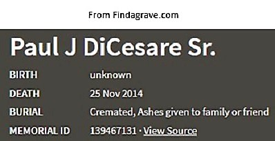 Paul DiCesare Cemetery Record