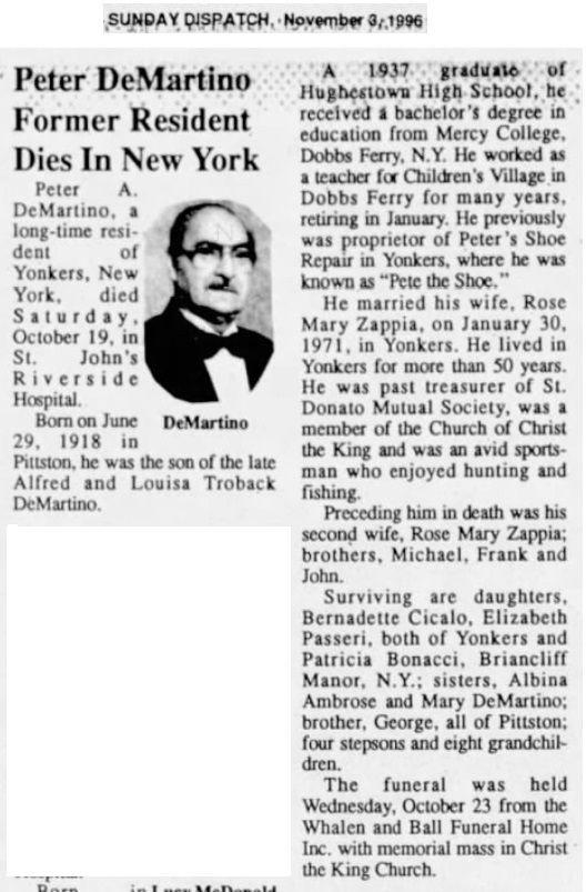 Peter A. DeMartino Obituary