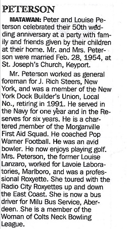 Louise Lanzaro and Peter Peterson 50th Wedding Anniversary