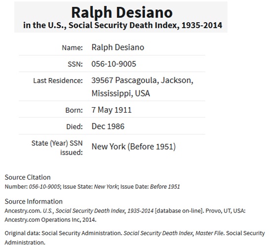 Ralph Desiano Sr. ssdi