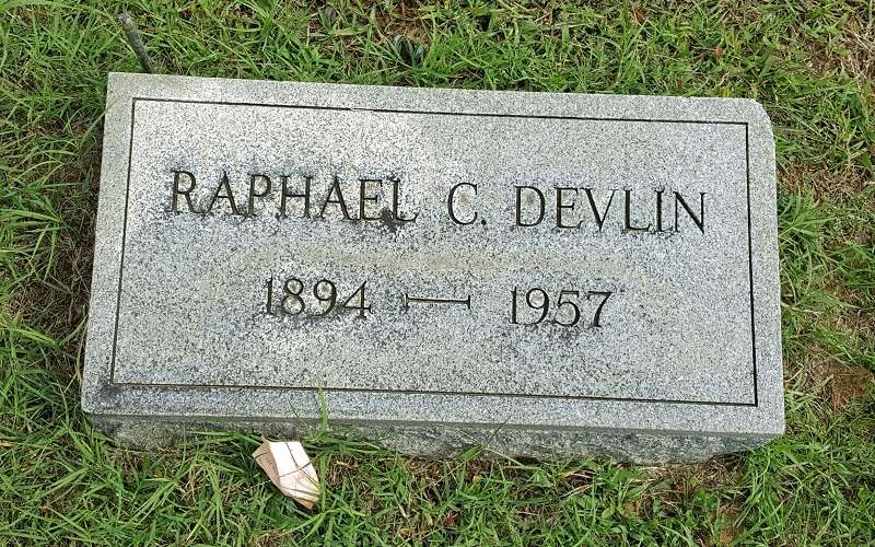Raphael Devlin Marker in St. Joseph's Cemetery