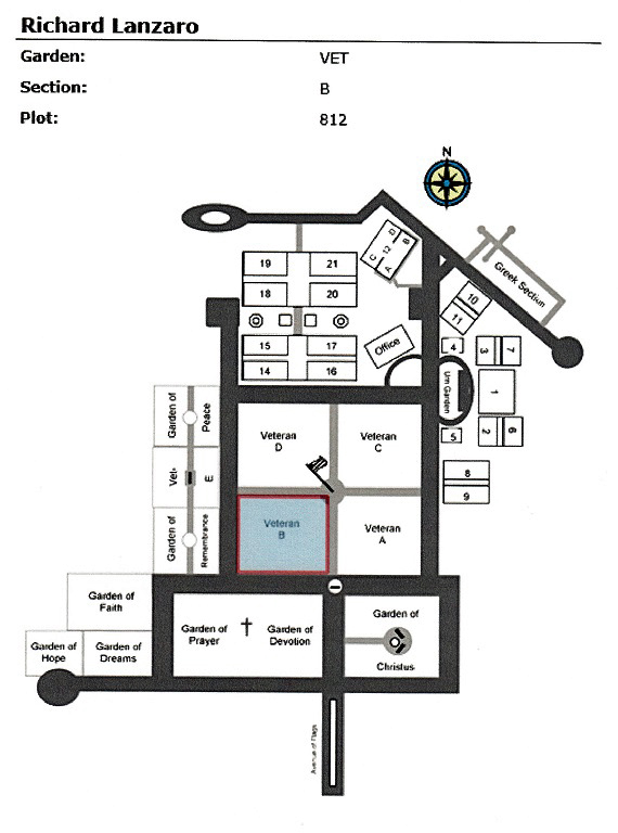 Richard Lanzaro Cemetery Map