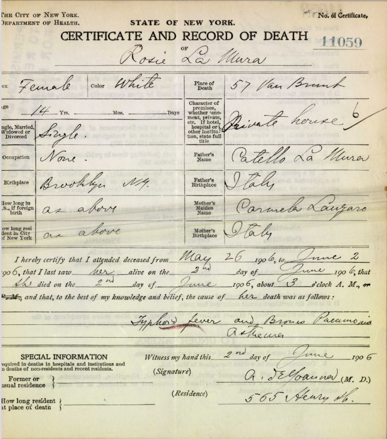 Rose LaMura Death Certificate