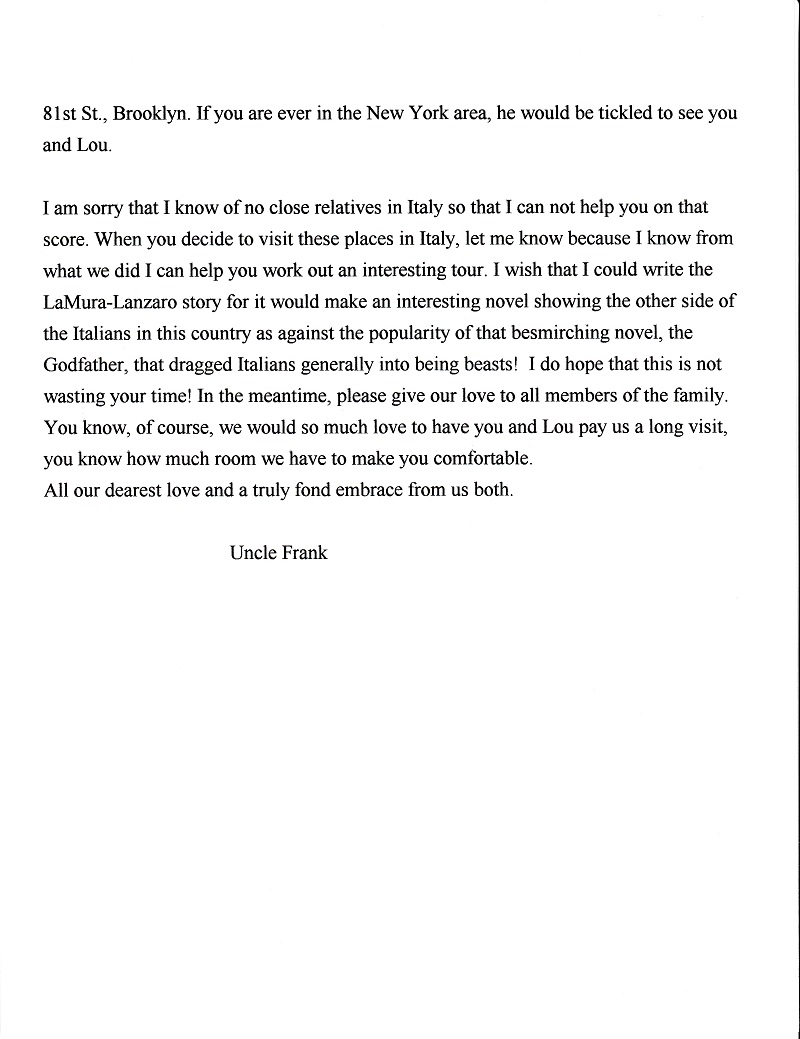 Frank LaMura's Letter Transcription Page 5