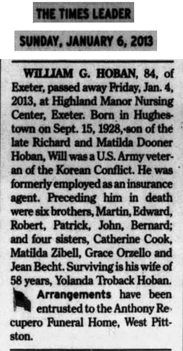 William Griffin Hoban Obituary