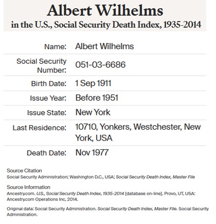 Albert G. Wilhelms SSDI