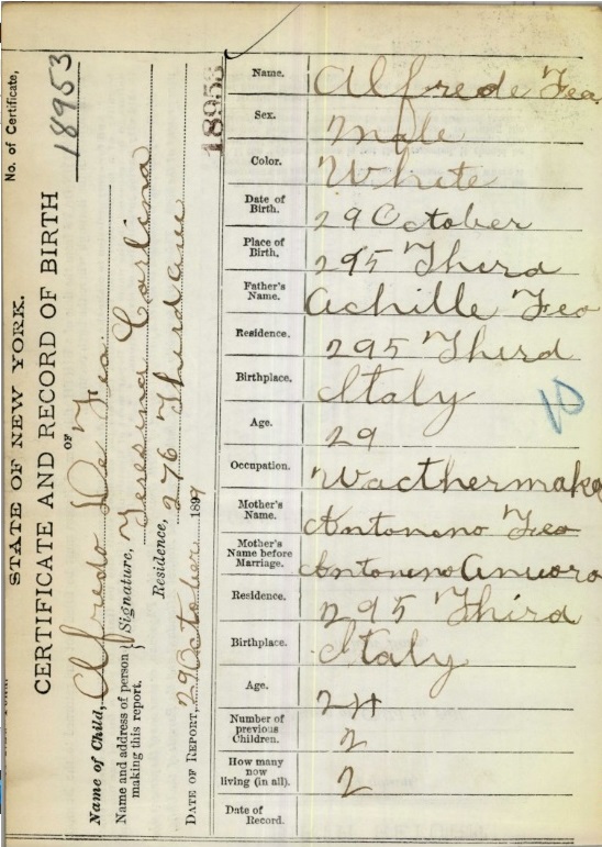 Alfredo De Feo Birth Record