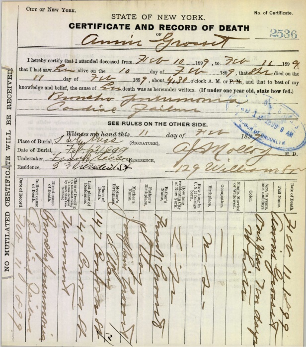 Anna Grosetto Death Certificate