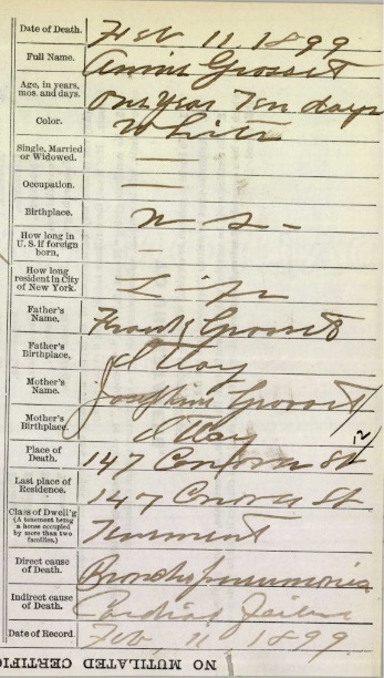 Anna Grosetto Death Certificate