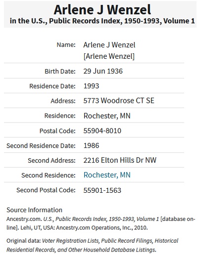 Arlene Karocky Birth Record