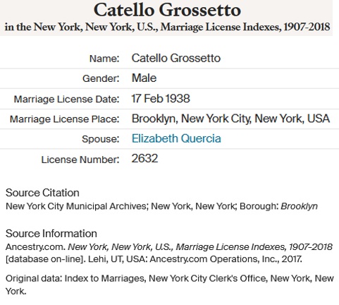 Catello Grosseto and Elizabeth Quercia Marriage