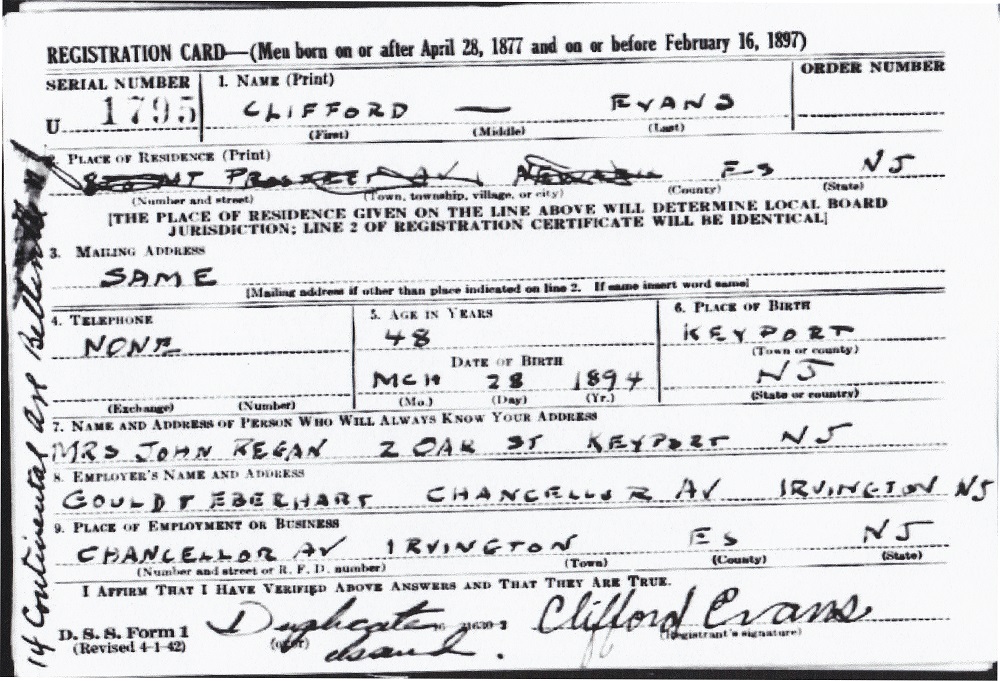 Clifford Evans Military Record