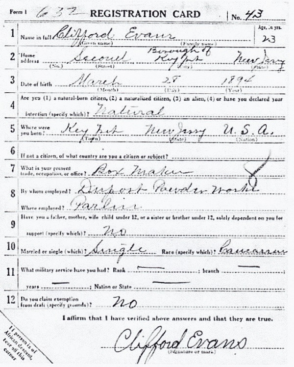 Clifford Evans Military Record