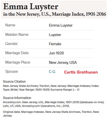 Curtis Grothusen and Emma Luyster Marriage Record