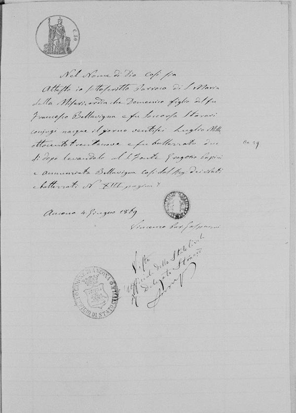 Domenico Bellavigna Birth Record