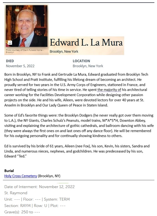 Edward Locke LaMura Obituary