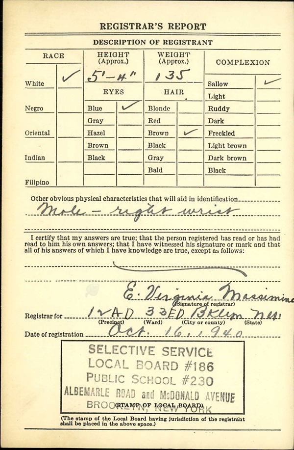 Frank Desiano World War II Draft Registration