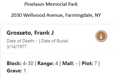 Frank Joseph Grossetto Cemetery Record