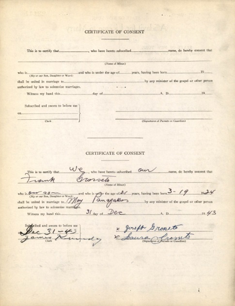 Frank Grosseto and Demetra Panagakos Marriage Record