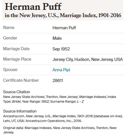 Herman Puff and Anna Pipi Marriage