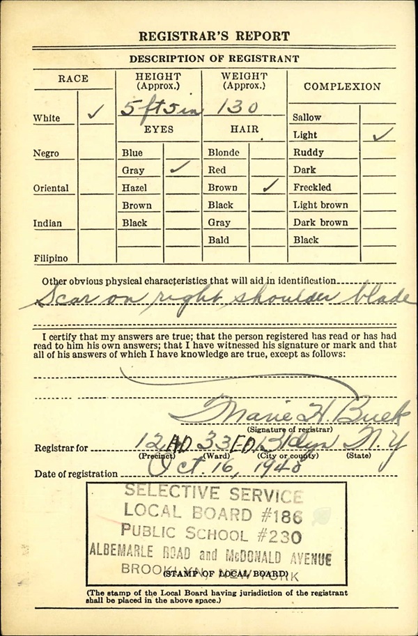 John Desiano World War II Draft Registration