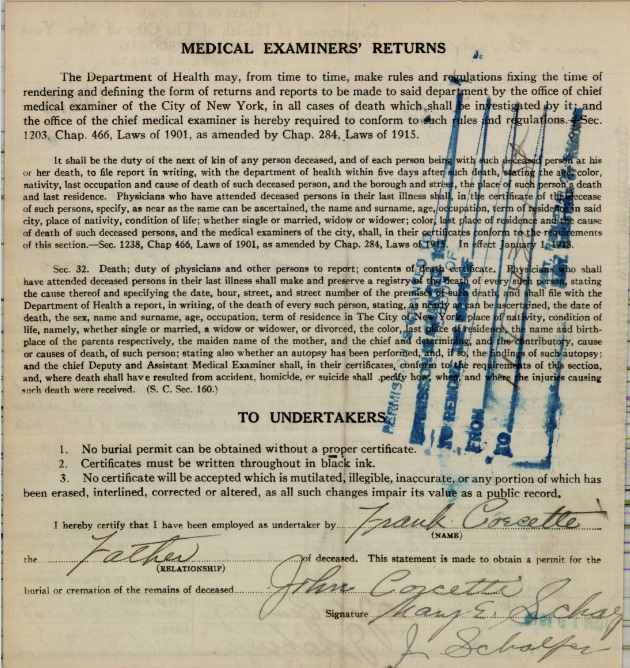 John Grosseto Death Certificate