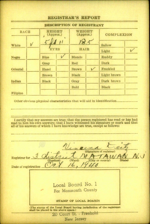 Jonathan Dayton Winans WW2 Draft Registration