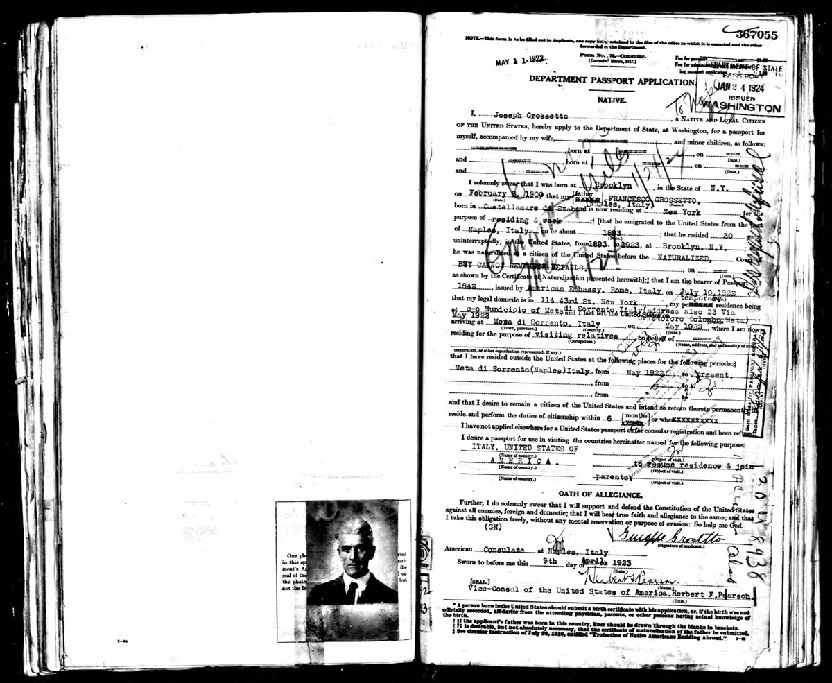 Joseph Grosetto Passport Application