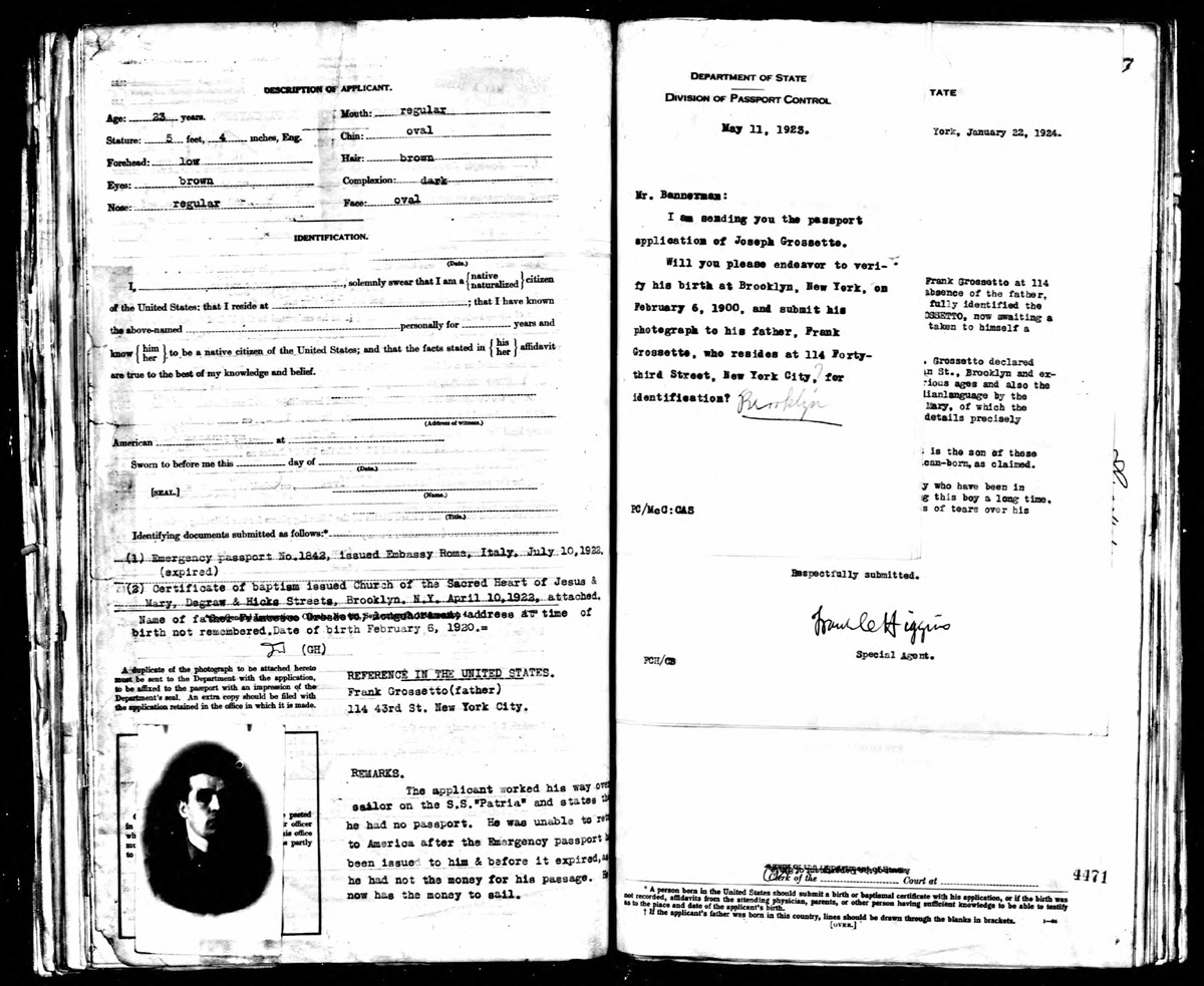 Joseph Grosetto Passport Application