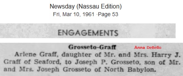 Joseph P. Grosseto and Arlene Graff Engagement Notice