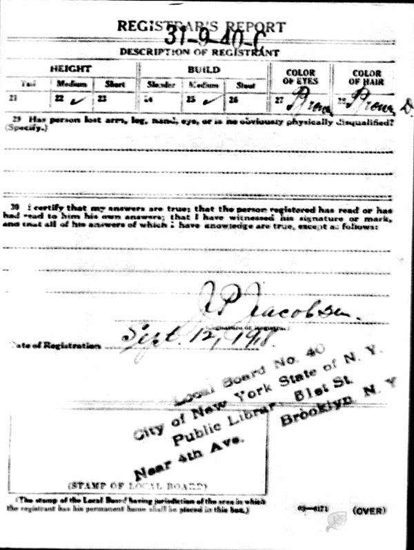 Joseph Grosetto WW1 Draft Registration