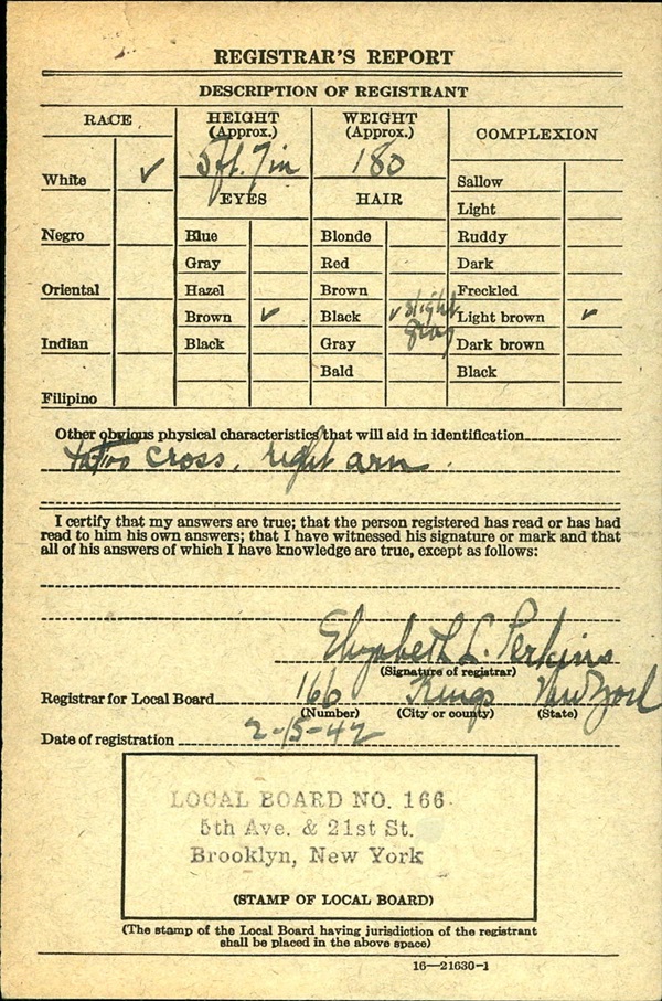 Joseph Grosetto WW2 Draft Registration