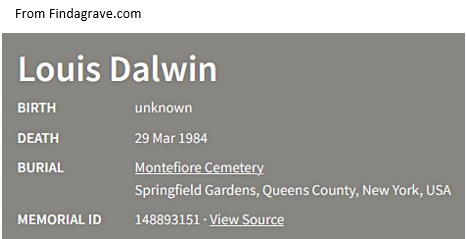 Louis Dalwin Cemetery Record