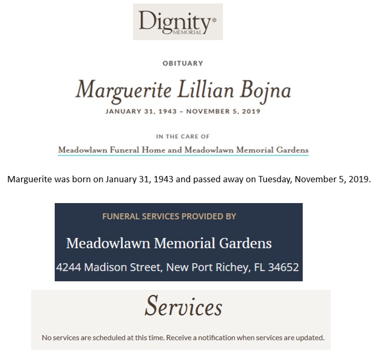 Marguerite Lau Bojna Obituary